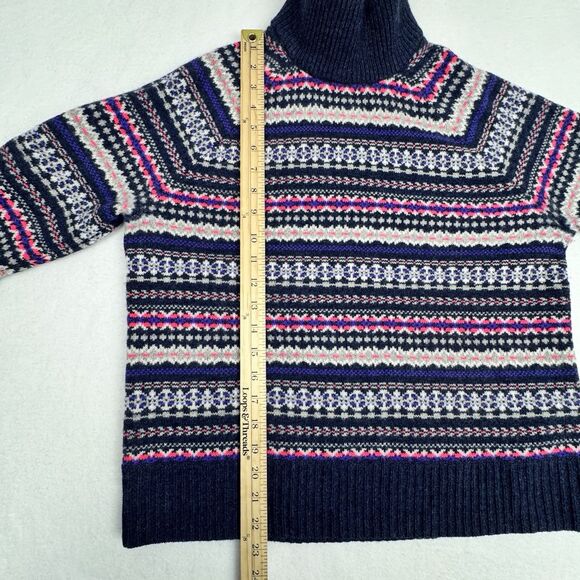 J. Crew Women's Mock Neck Sweater M Fair Isle Winter Holiday Pullover Soft Wool - Picture 14 of 15